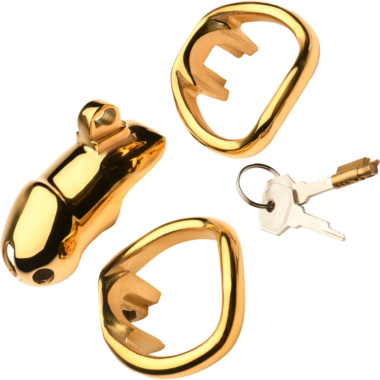 Master Series Midas 18K Gold-Plated Locking Chastity Cage With Keys