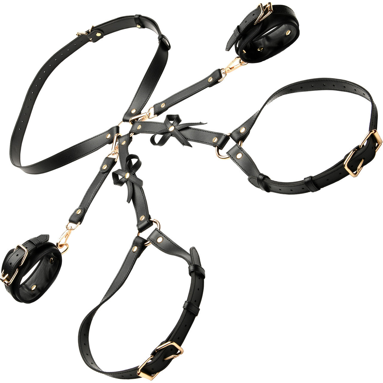 Strict Bondage Harness with Bows - X-Large / XX-Large, Black