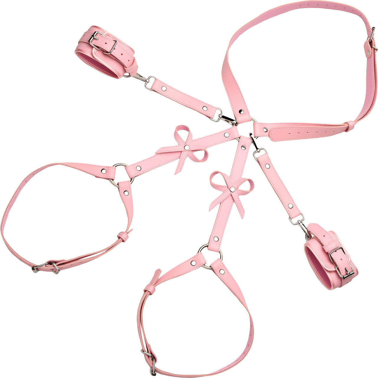 Strict Bondage Harness with Bows - Medium / Large, Pink