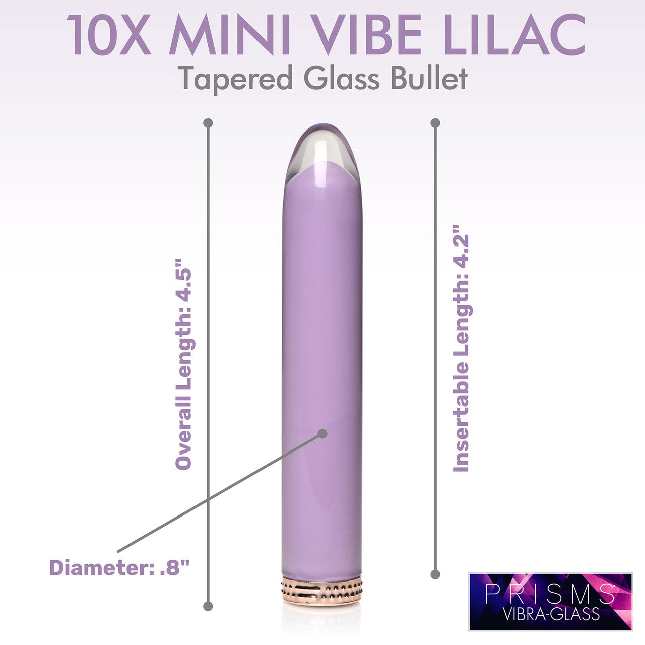 Prisms Vibra-Glass 10X Rechargeable Mini Glass Vibrator - Lilac