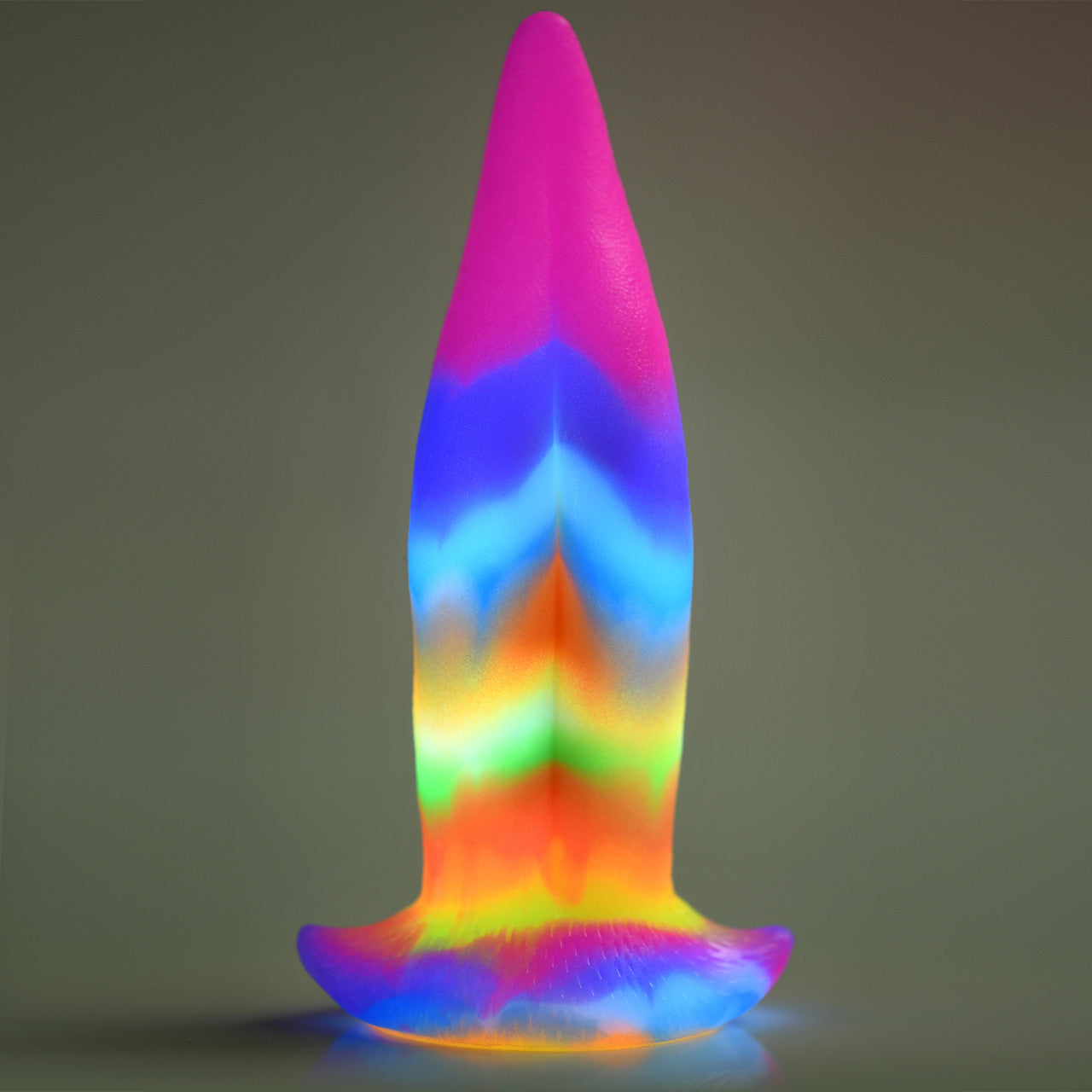 Unicorn Tongue Rainbow Glow In The Dark 7.4" Silicone Suction Cup Dildo By Creature Cocks