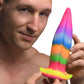 Unicorn Tongue Rainbow Glow In The Dark 7.4" Silicone Suction Cup Dildo By Creature Cocks