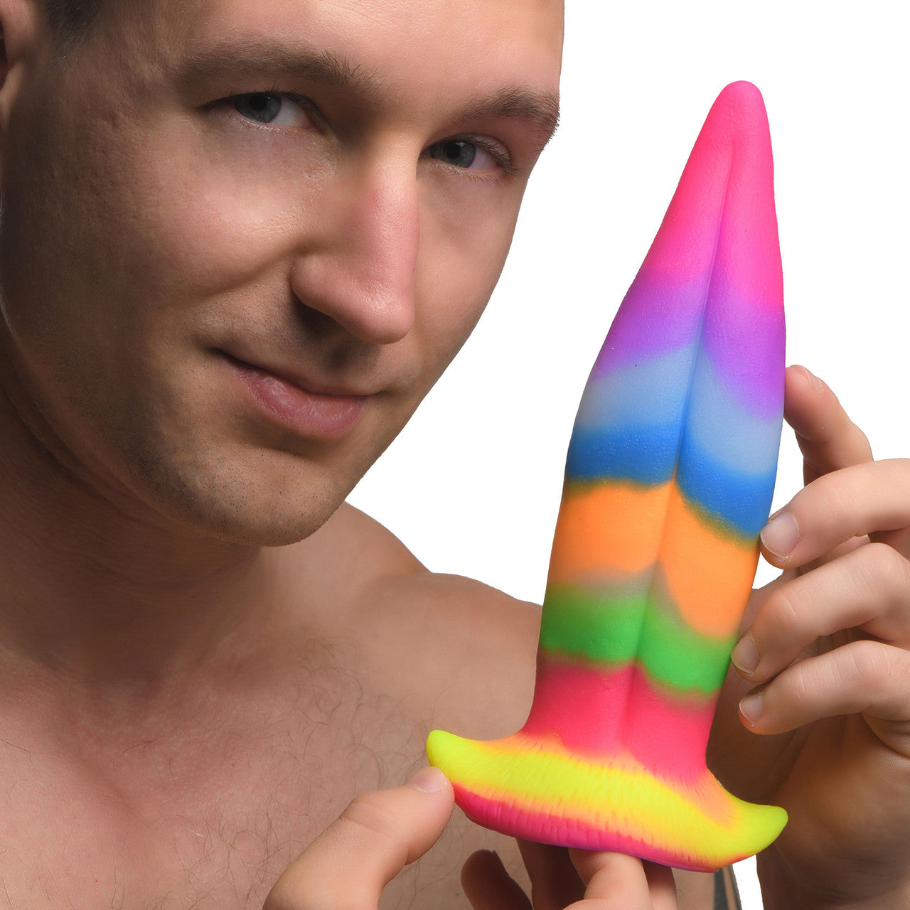 Unicorn Tongue Rainbow Glow In The Dark 7.4" Silicone Suction Cup Dildo By Creature Cocks