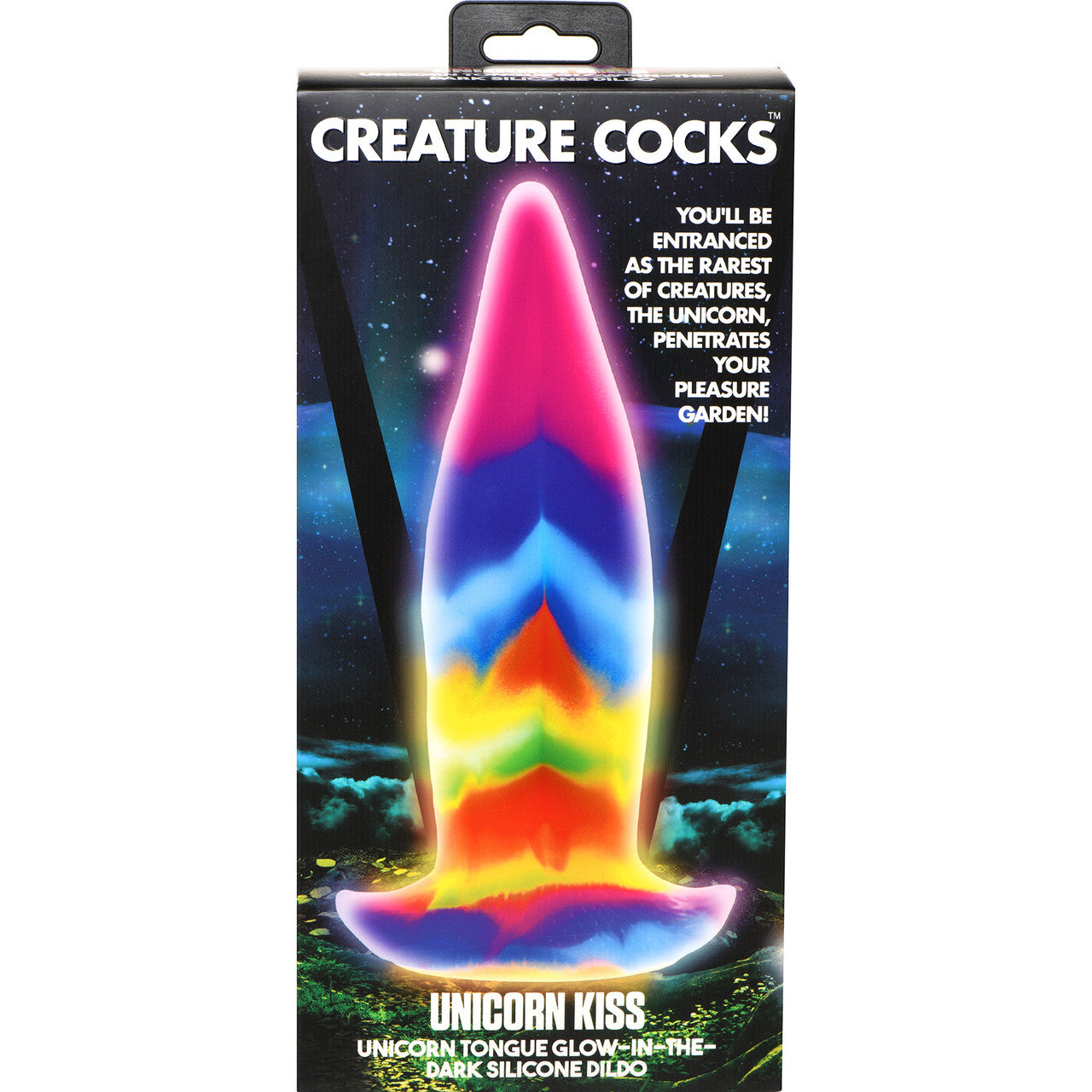 Unicorn Tongue Rainbow Glow In The Dark 7.4" Silicone Suction Cup Dildo By Creature Cocks