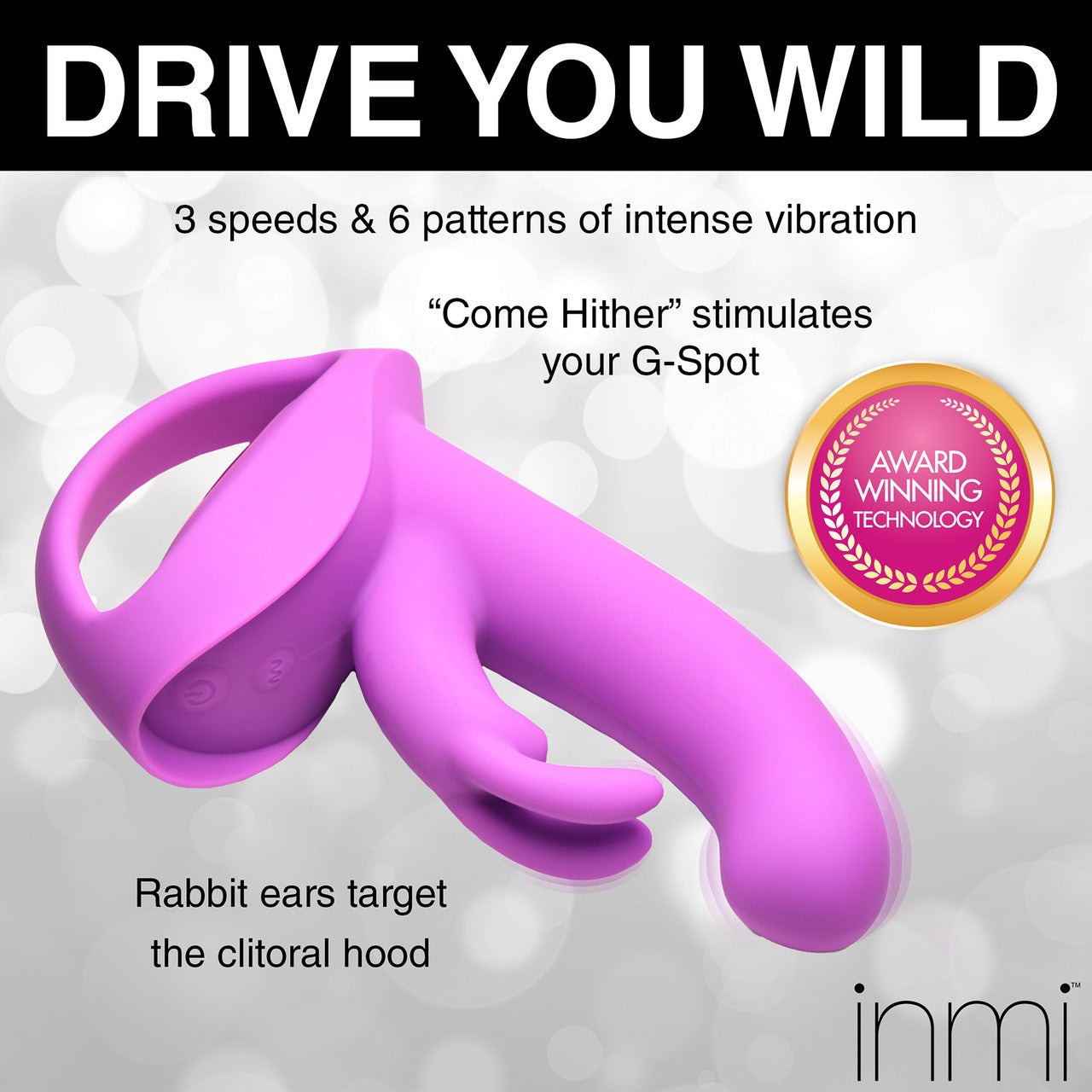 INMI 10X Come Hither Rocker Rechargeable Silicone Rabbit Vibrator With Handle - Purple