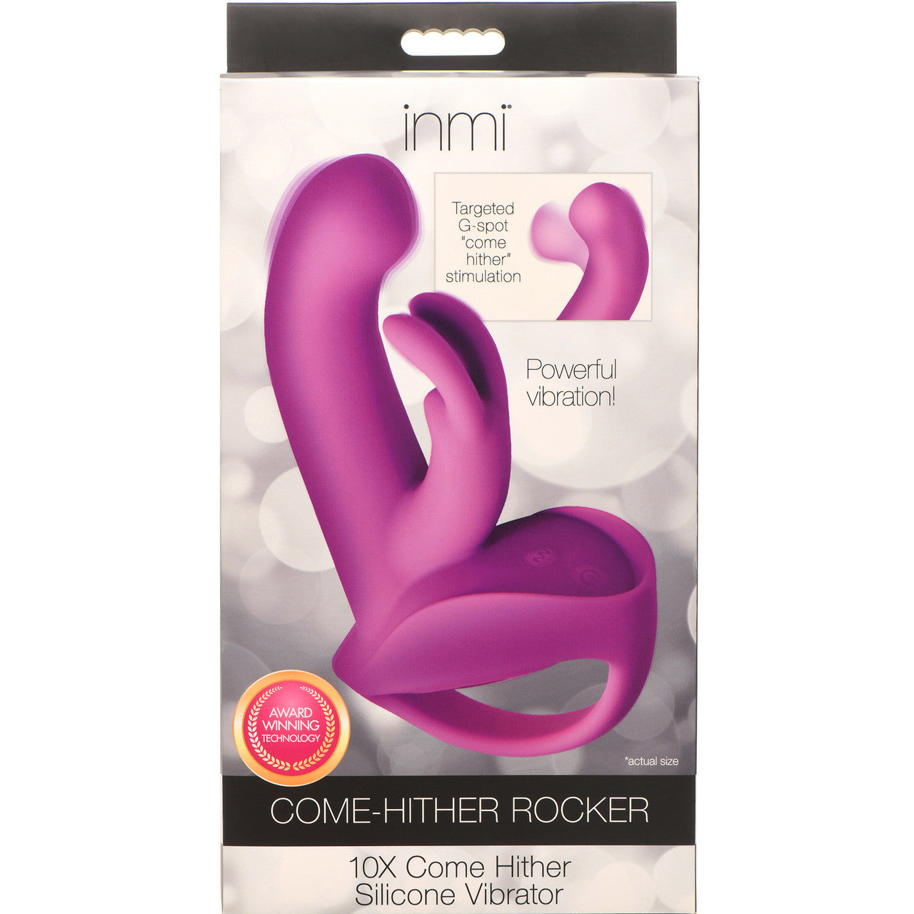 INMI 10X Come Hither Rocker Rechargeable Silicone Rabbit Vibrator With Handle - Purple