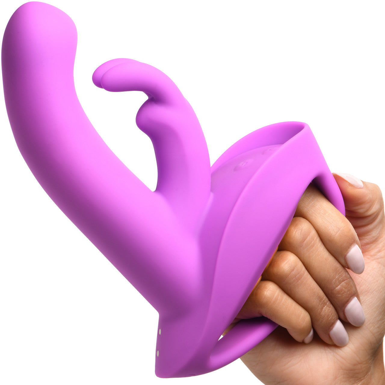 INMI 10X Come Hither Rocker Rechargeable Silicone Rabbit Vibrator With Handle - Purple