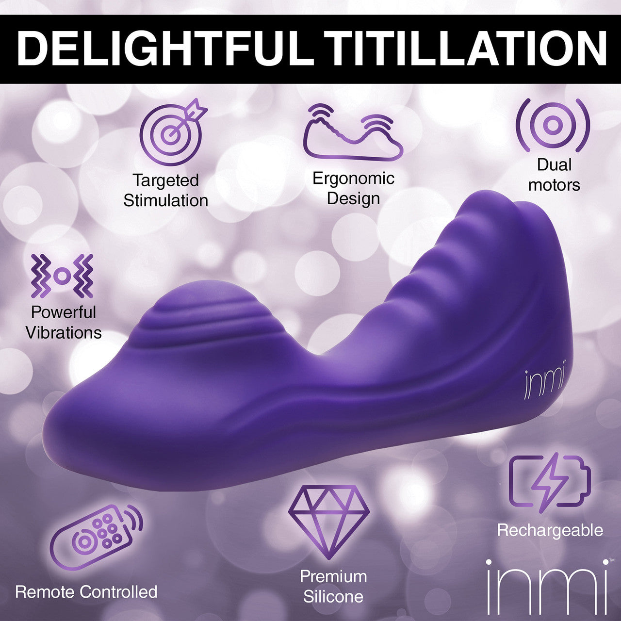 INMI Ride N' Grind 10X Rechargeable Waterproof Silicone Vibrating Grinder With Remote - Purple