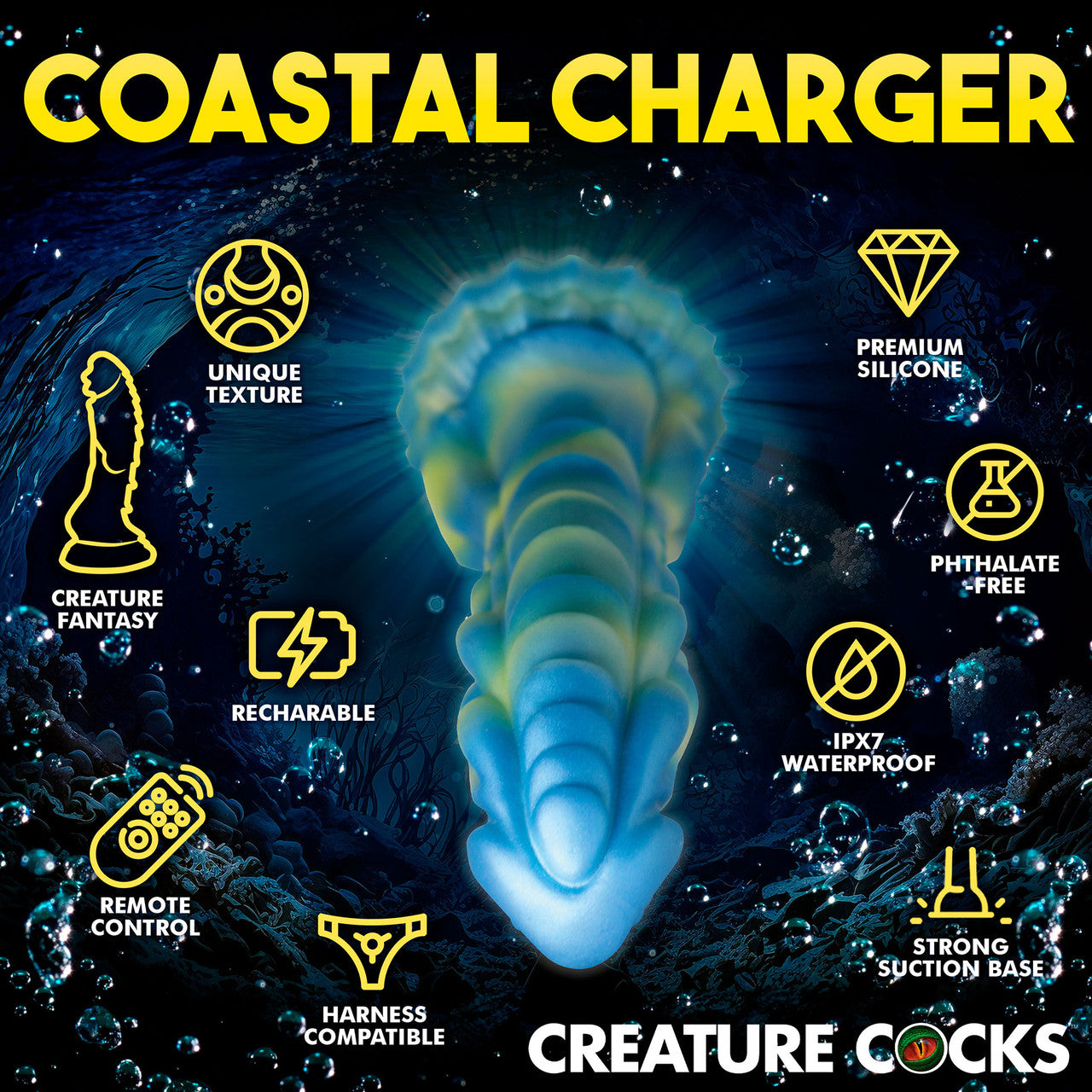 Sea Stallion 8.25" Rechargeable Vibrating Silicone Suction Cup Dildo With Remote By Creature Cocks