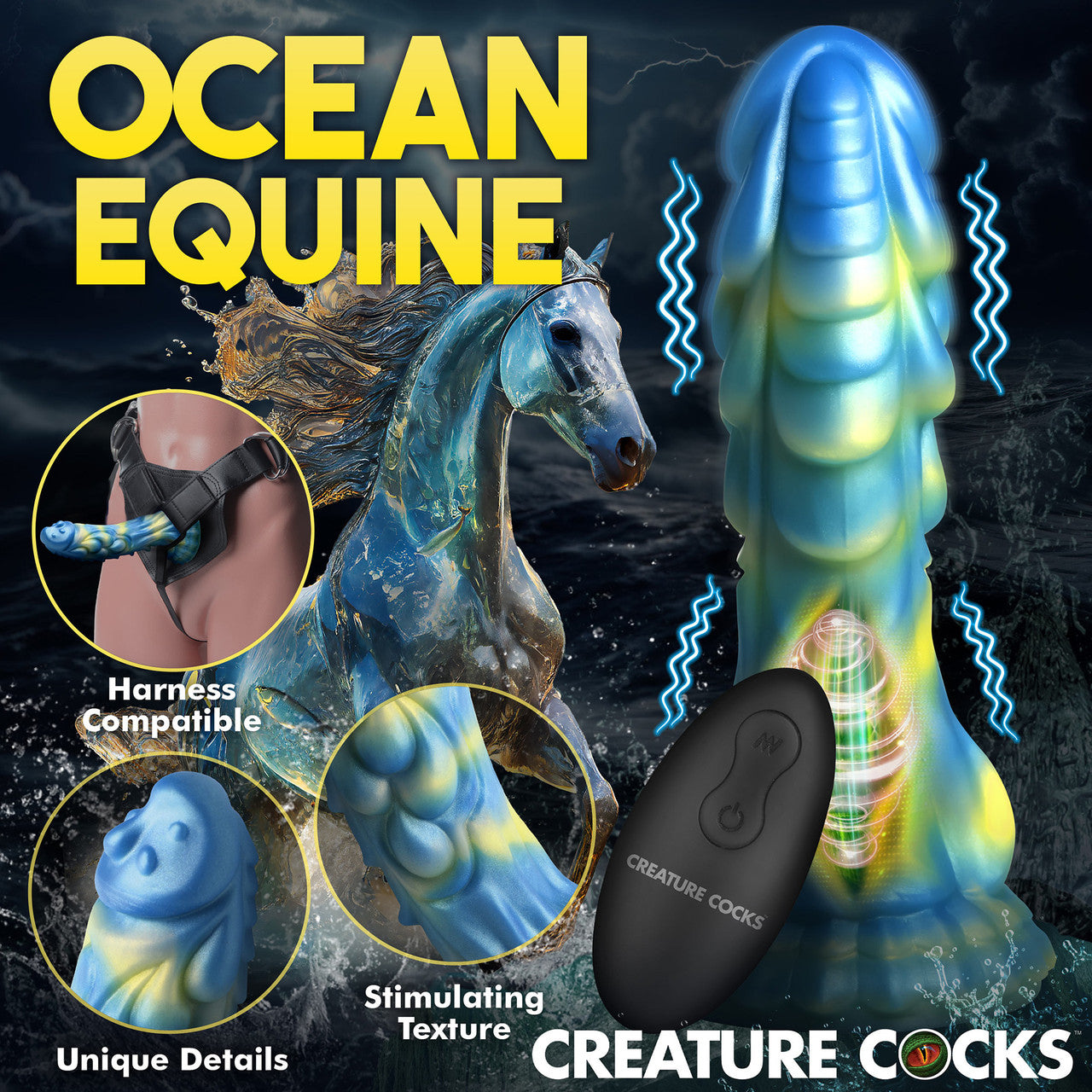 Sea Stallion 8.25" Rechargeable Vibrating Silicone Suction Cup Dildo With Remote By Creature Cocks