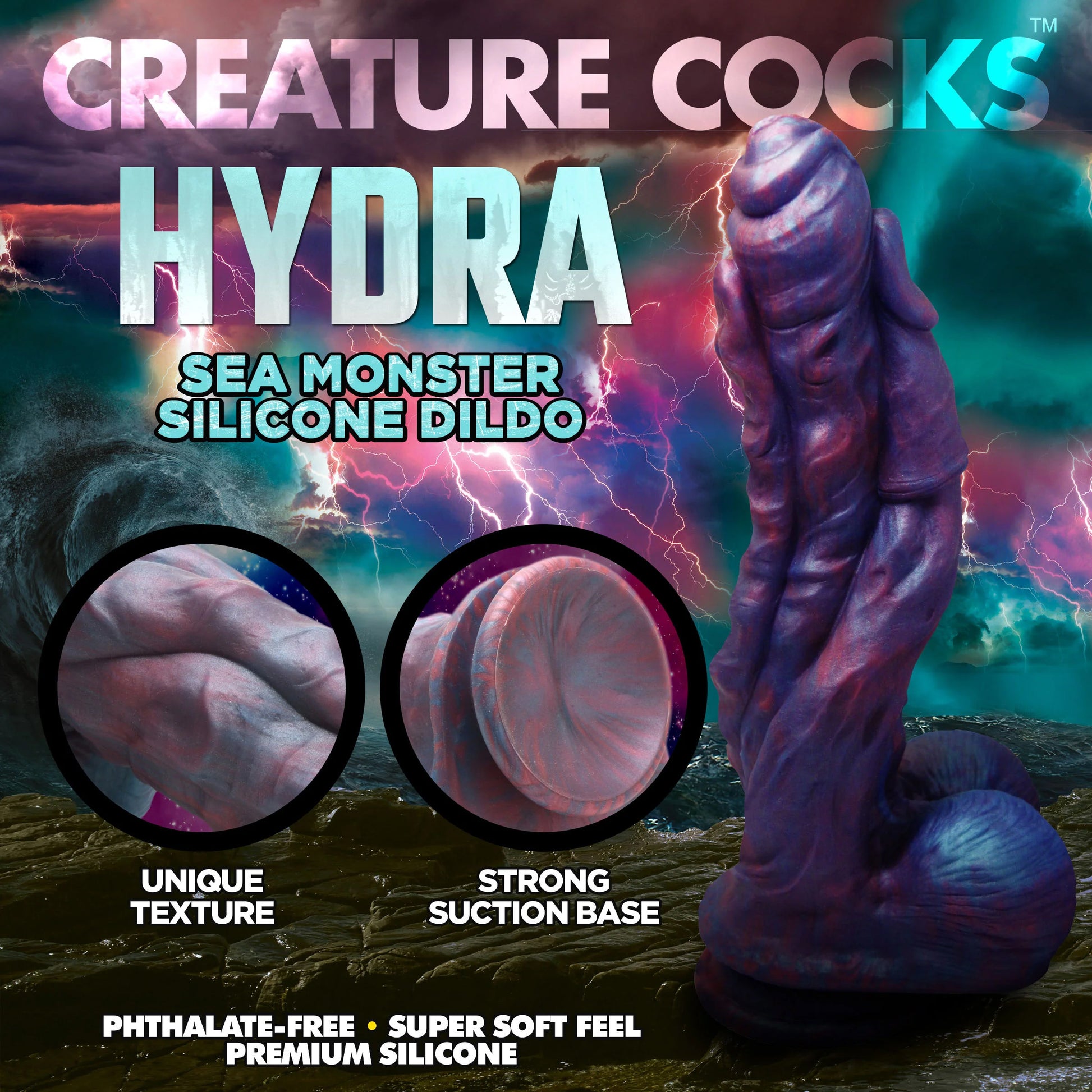 Hydra Sea Monster 10" Silicone Suction Cup Dildo With Balls By Creature Cocks