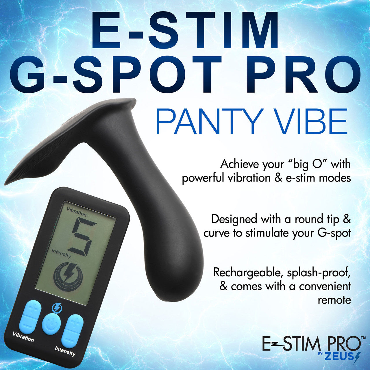 Zeus E-Stim Pro Panty Vibe Rechargeable Silicone G-Spot Vibrator With Remote