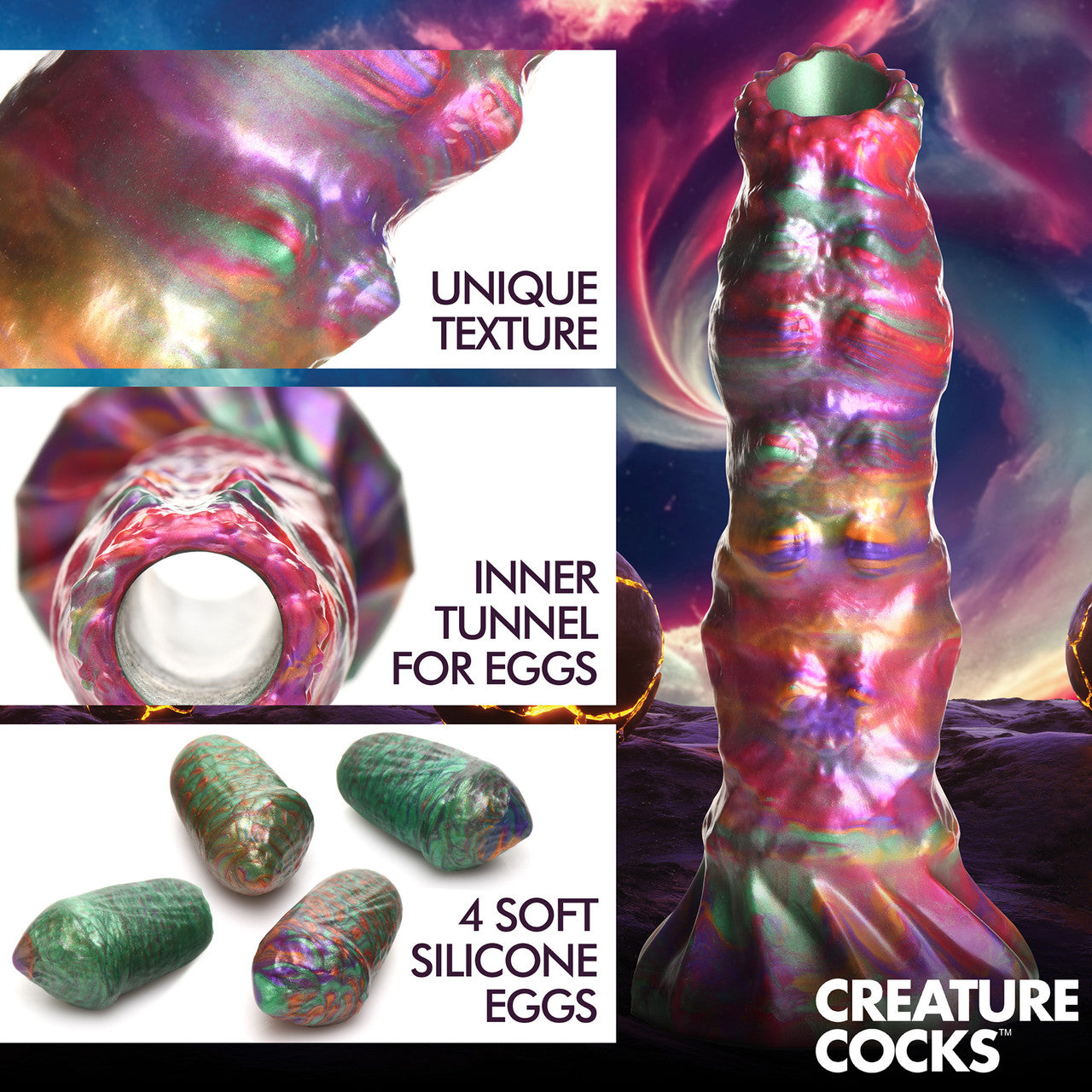 Larva 9" Silicone Ovipositor Dildo With Eggs By Creature Cocks