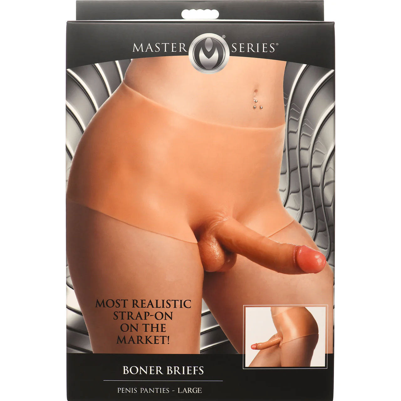 Master Series Boner Briefs Silicone Wearable Penis Panties With Posable Dildo - Vanilla - Large