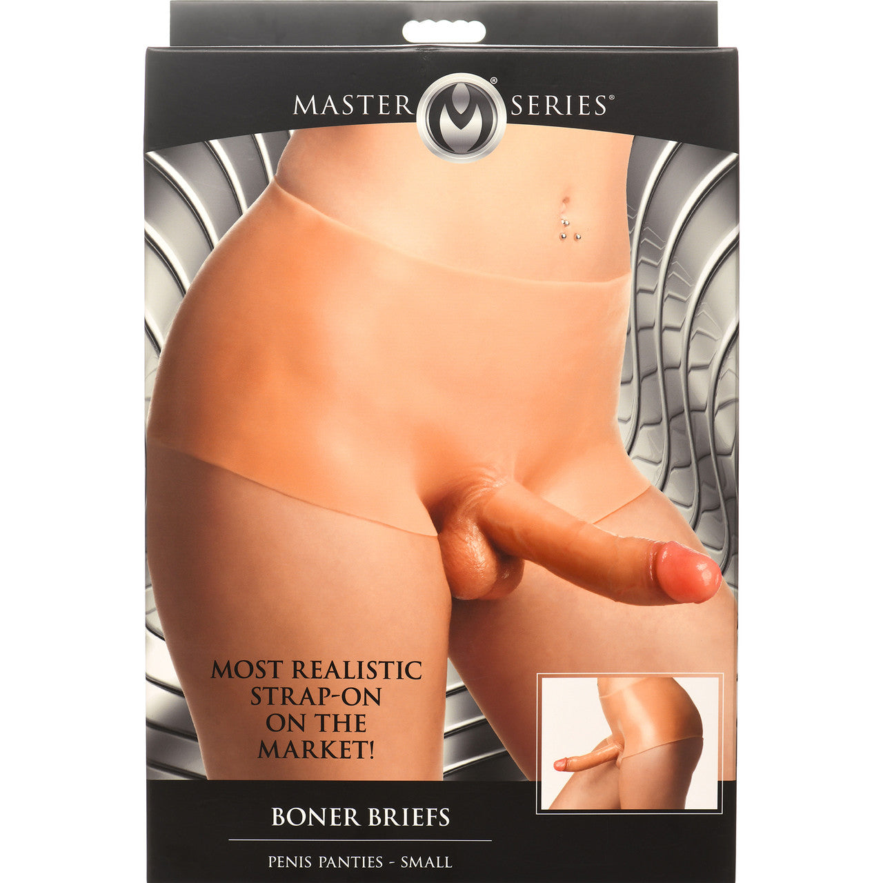 Master Series Boner Briefs Silicone Wearable Penis Panties With Posable 6.7" Dildo - Small, Vanilla