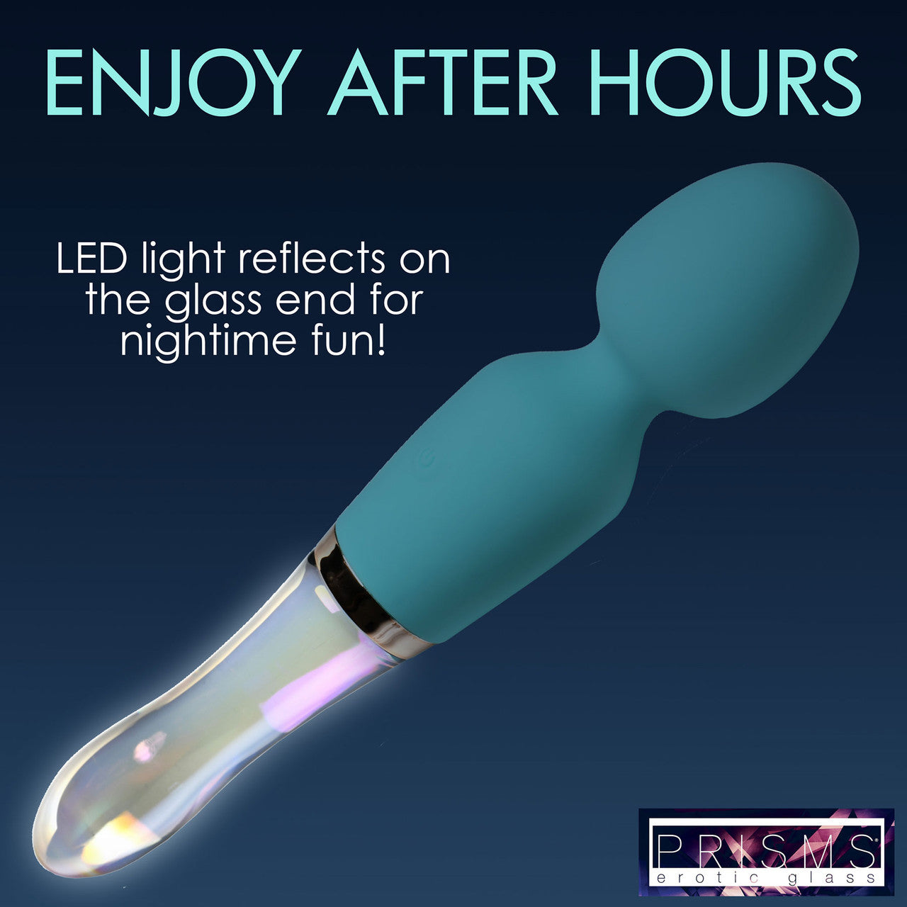 Prisms Vibra-Glass 10X Turquoise Rechargeable Silicone & Glass Dual Ended Wand Style Vibrator