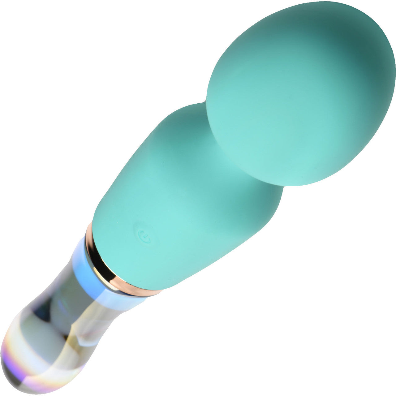 Prisms Vibra-Glass 10X Turquoise Rechargeable Silicone & Glass Dual Ended Wand Style Vibrator