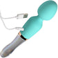 Prisms Vibra-Glass 10X Turquoise Rechargeable Silicone & Glass Dual Ended Wand Style Vibrator