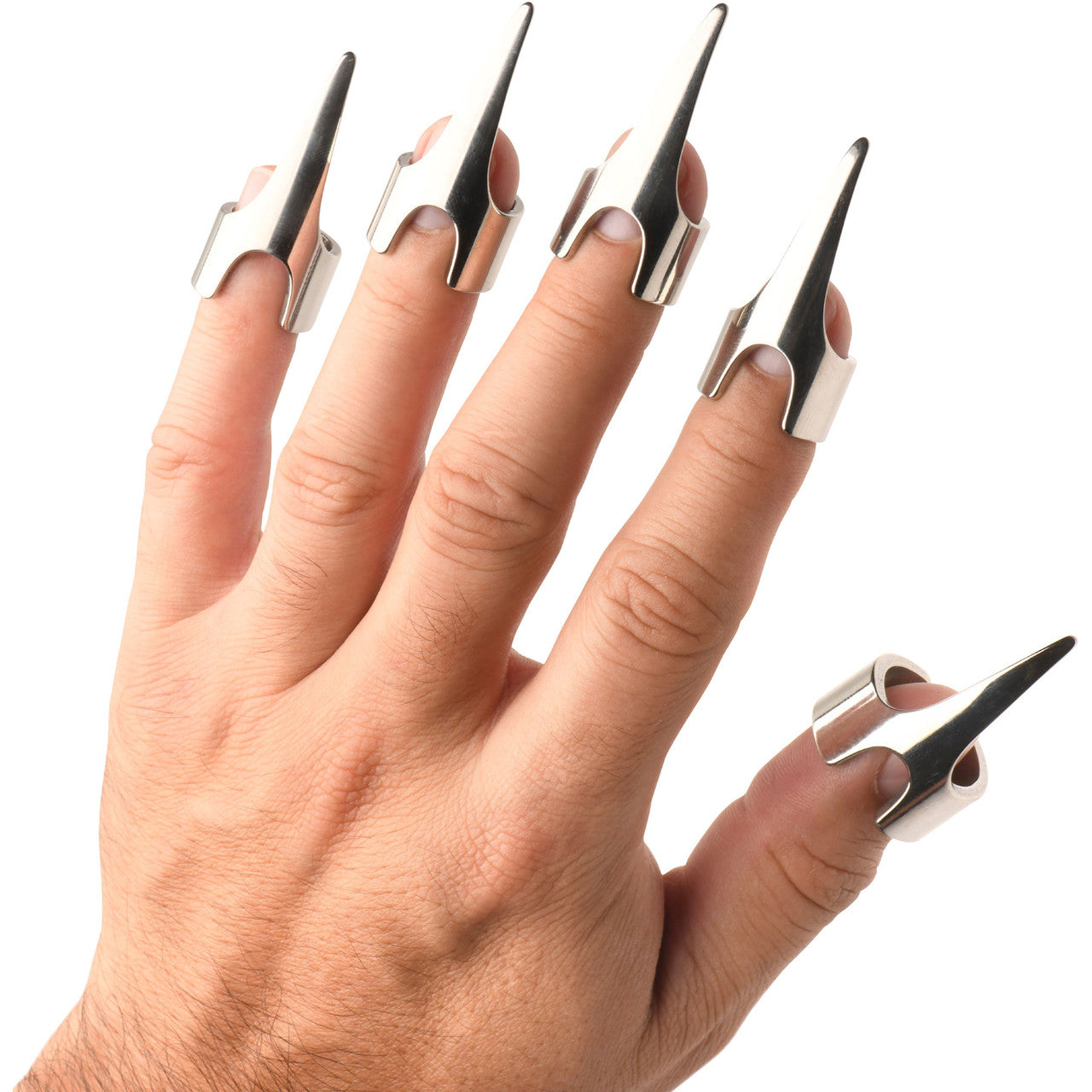 Master Series Clawed 5-Piece Sensational Fingertip Play Rings - Stainless Steel