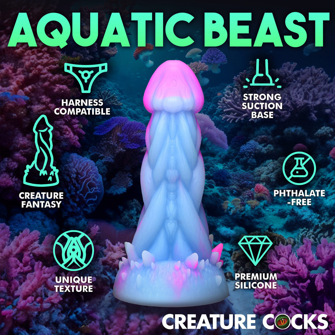 Nomura Jellyfish 7" Silicone Suction Cup Dildo By Creature Cocks