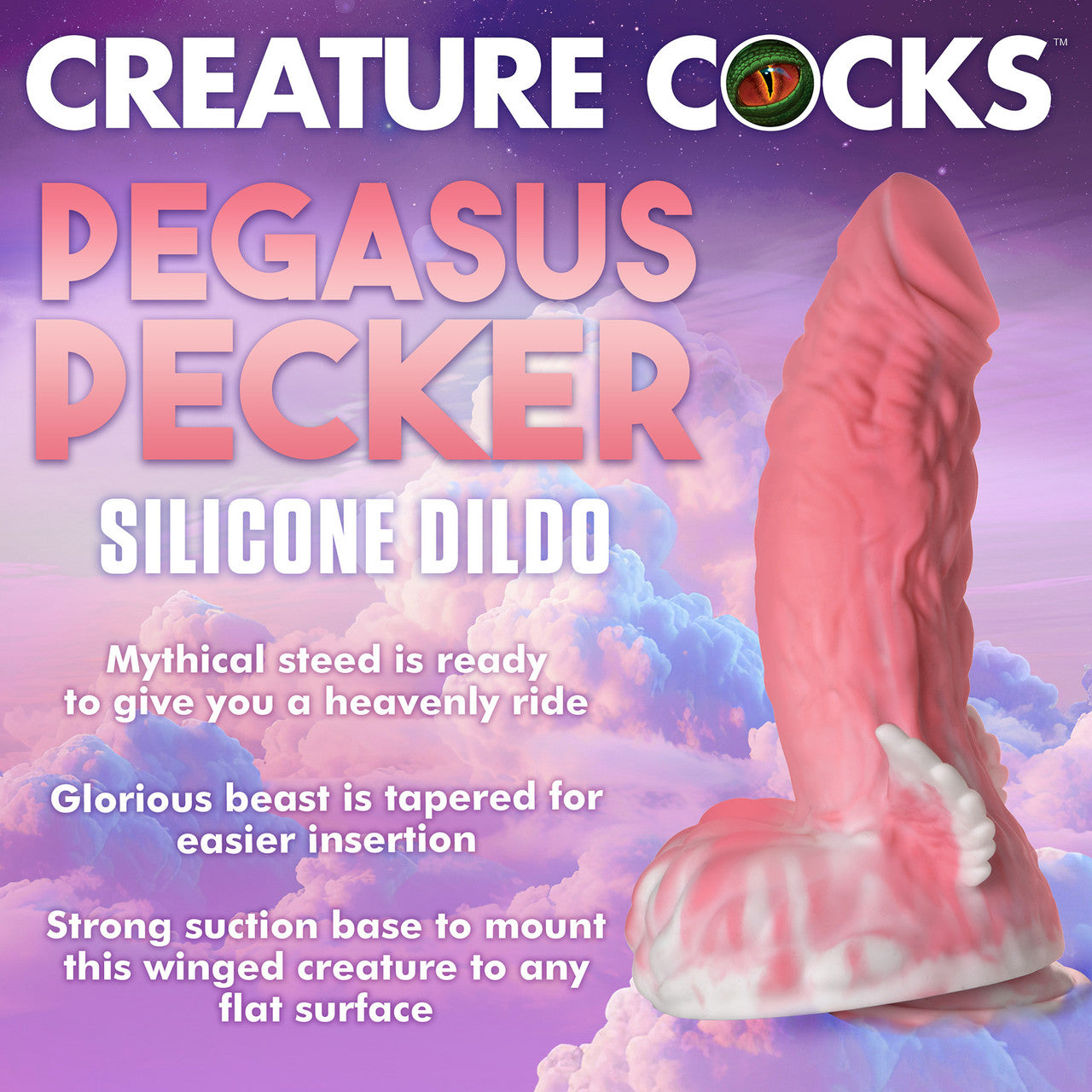 Pegasus Pecker Winged 8.5" Silicone Suction Cup Dildo By Creature Cocks