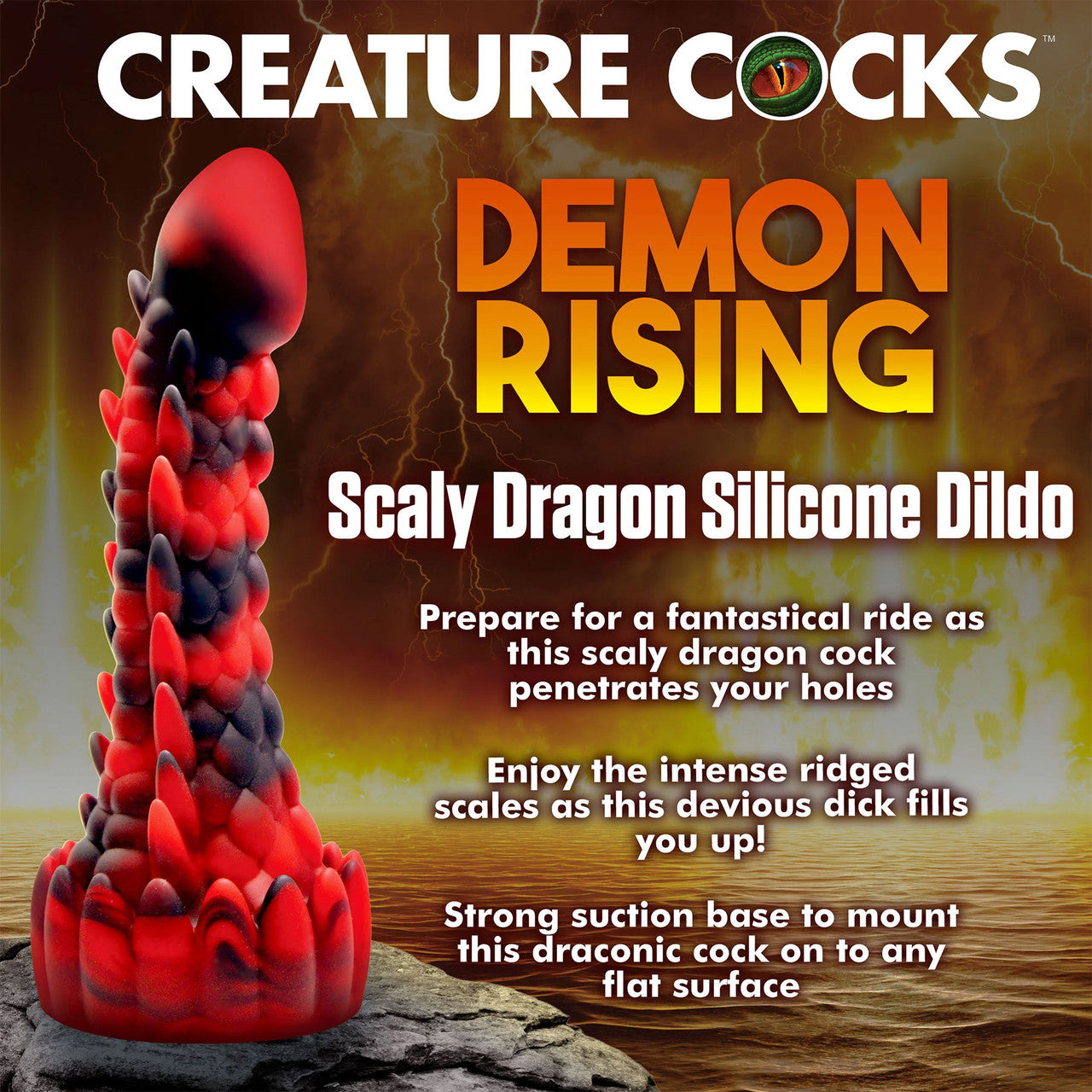 Demon Rising Scaly Dragon 8" Silicone Suction Cup Dildo By Creature Cocks