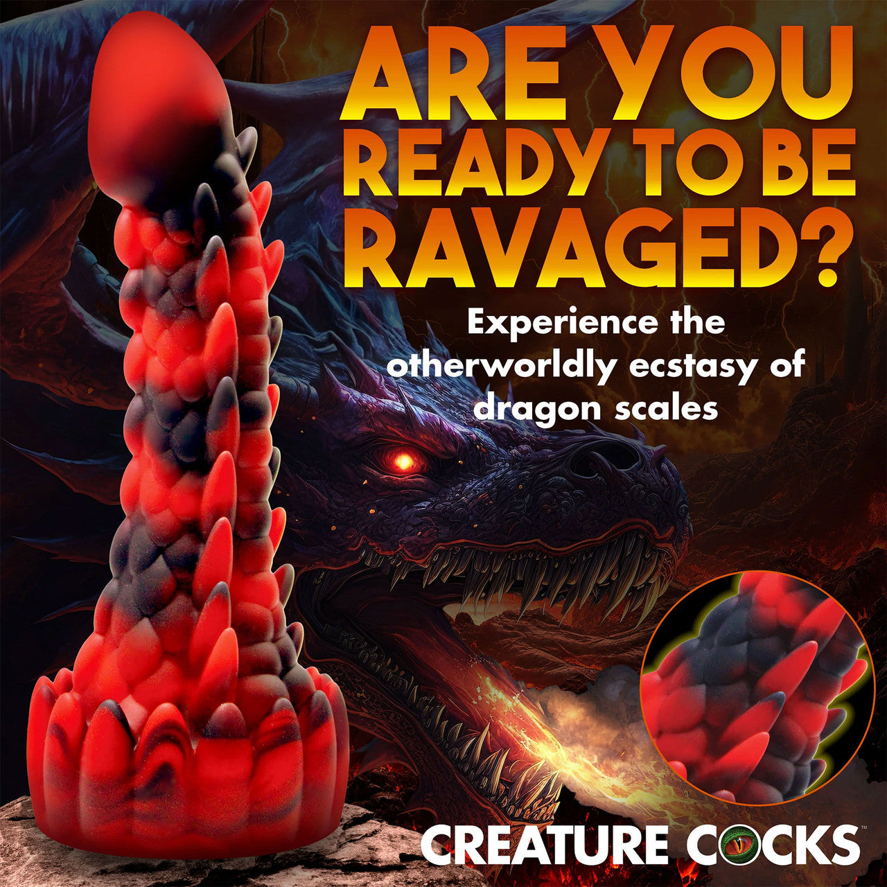 Demon Rising Scaly Dragon 8" Silicone Suction Cup Dildo By Creature Cocks