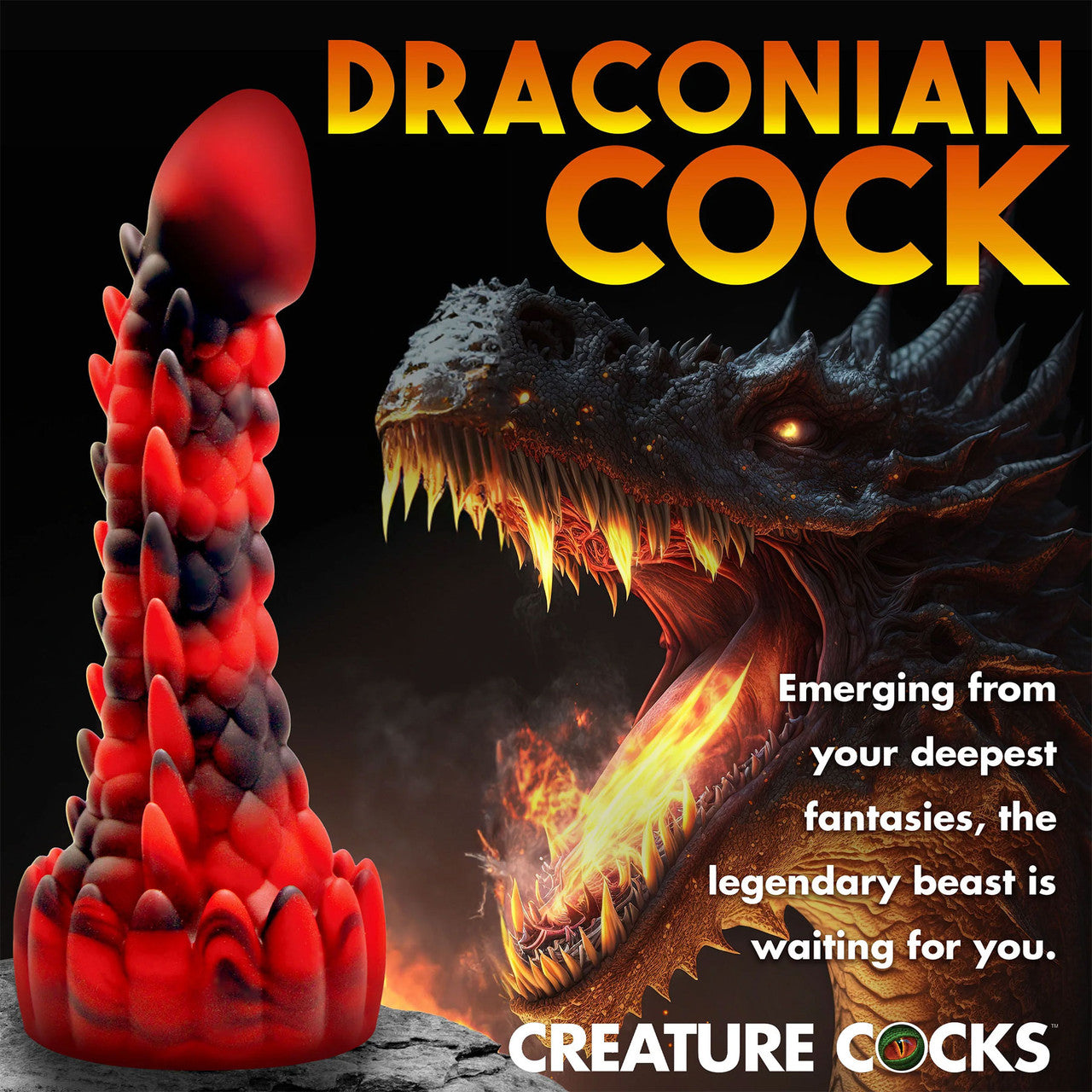 Demon Rising Scaly Dragon 8" Silicone Suction Cup Dildo By Creature Cocks