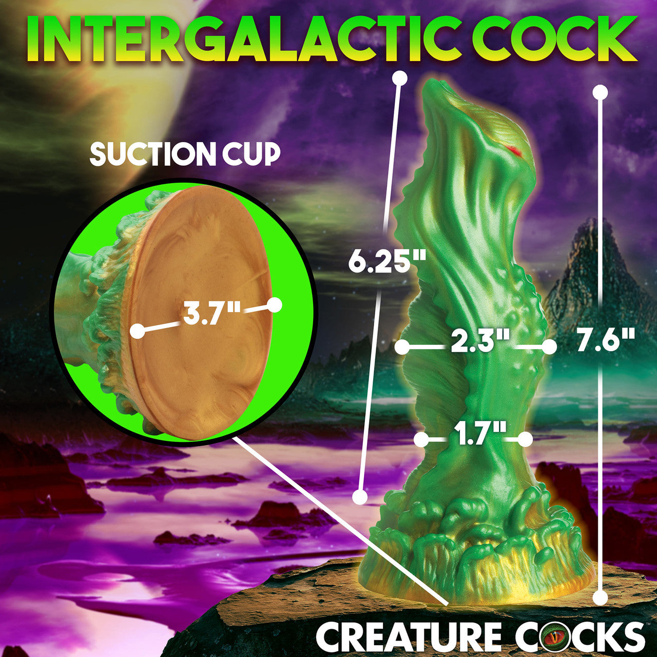 Nebula Alien 7.5" Silicone Suction Cup Dildo By Creature Cocks