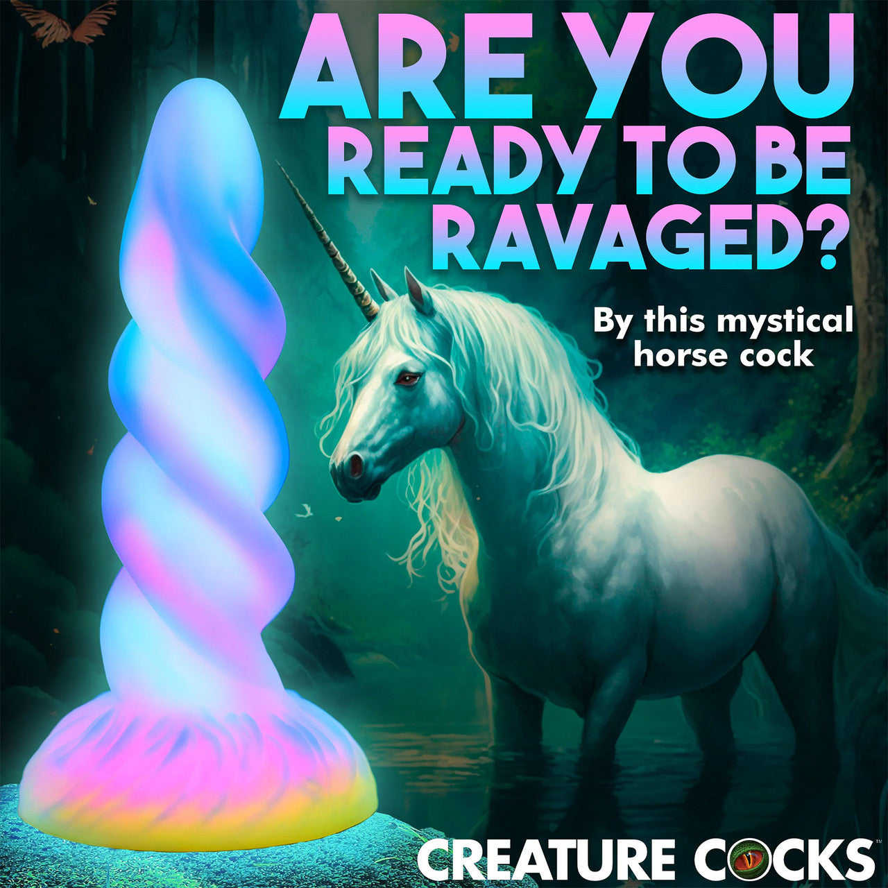 Moon Rider Glow In The Dark Unicorn 8" Silicone Suction Cup Dildo By Creature Cocks