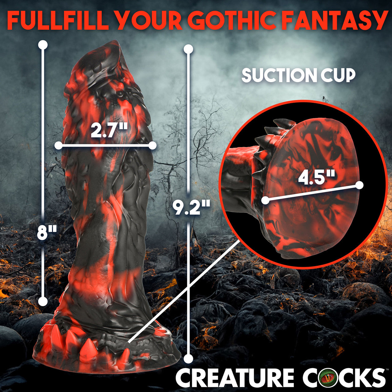 Reaper 9" Silicone Suction Cup Dildo By Creature Cocks