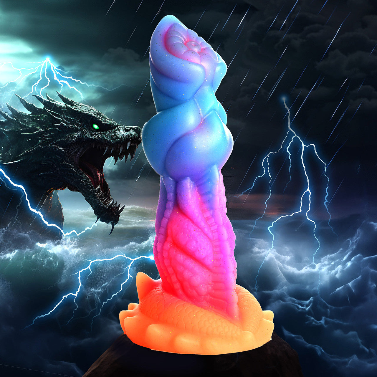 Aqua-Cock 7.5" Silicone Glow In The Dark Suction Cup Dildo By Creature Cocks