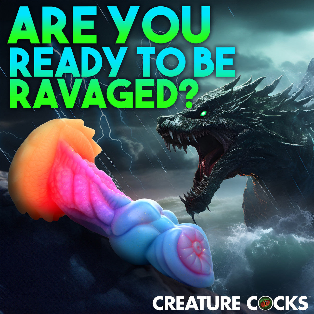 Aqua-Cock 7.5" Silicone Glow In The Dark Suction Cup Dildo By Creature Cocks