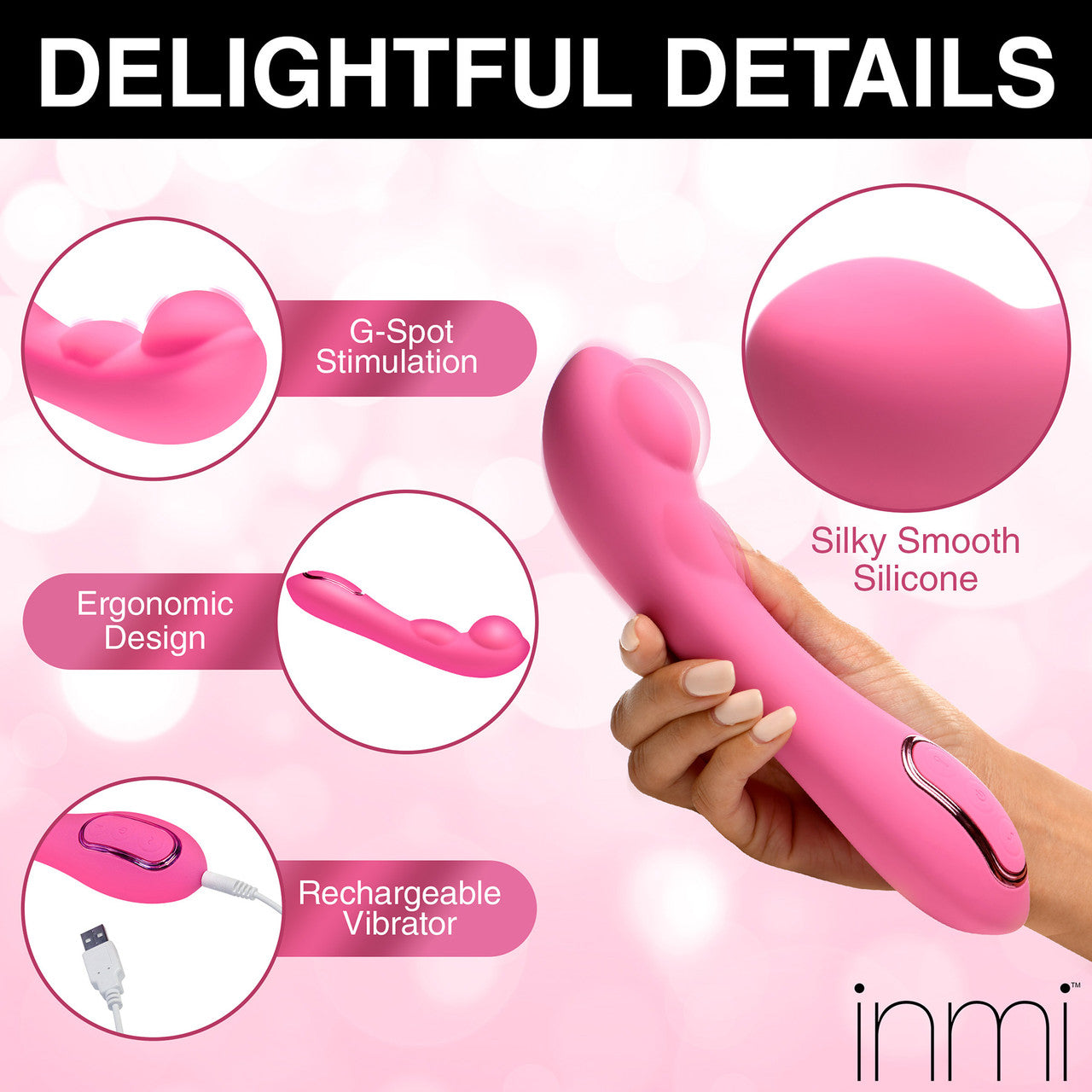 INMI Extreme-G Rechargeable Silicone Inflating G-Spot Vibrator - Pink