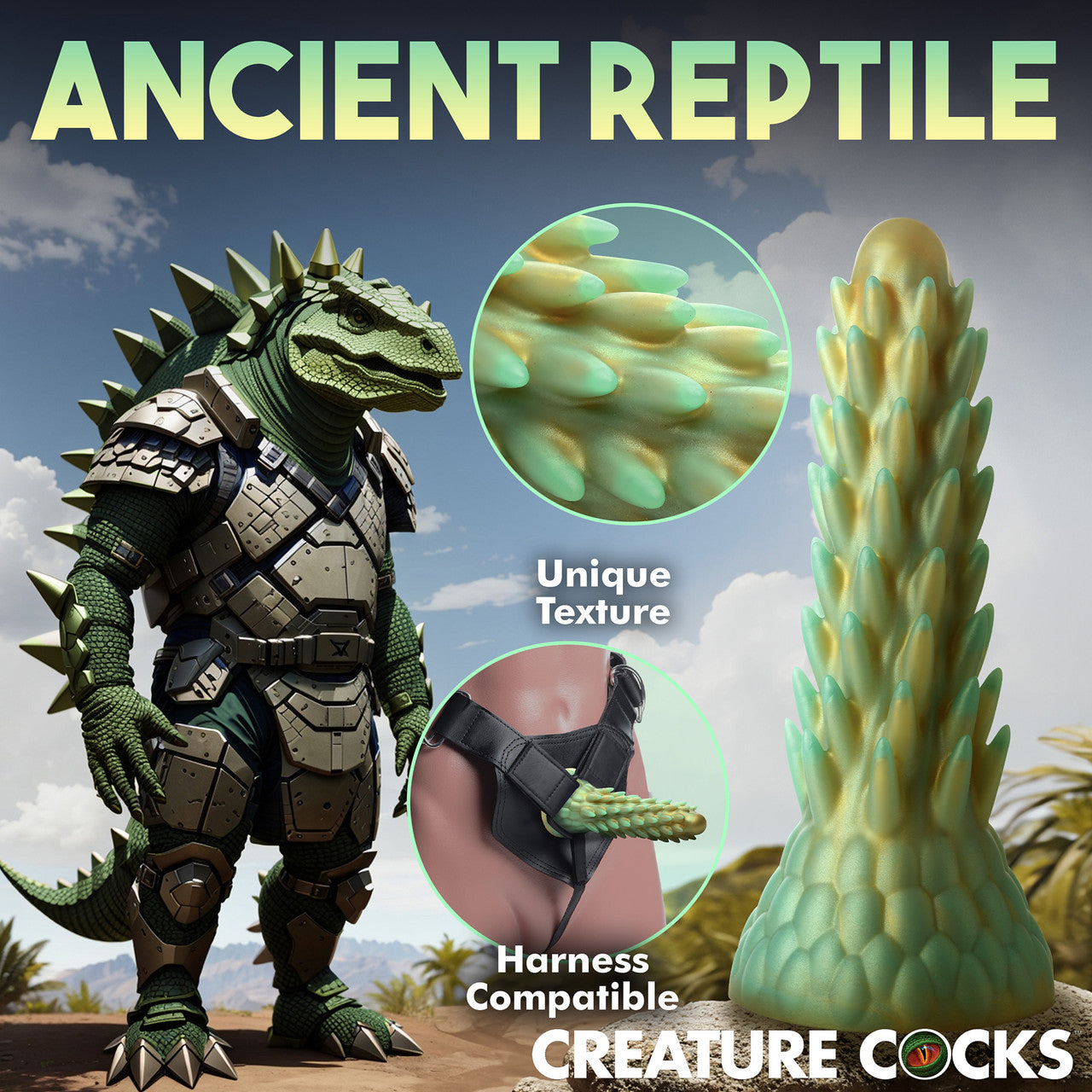 Stegosaurus Spiky Reptile 7.5" Silicone Suction Cup Dildo By Creature Cocks