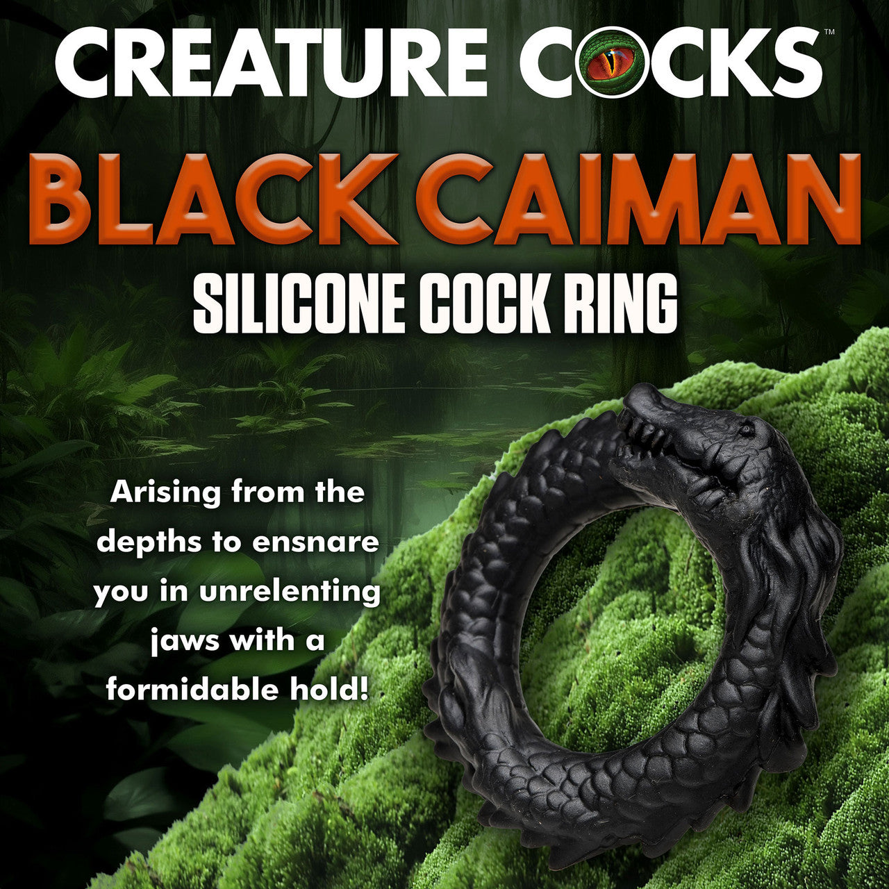 Black Caiman Silicone Cock Ring By Creature Cocks