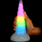 Uni-Glow 8" Glow In The Dark Rainbow Silicone Suction Cup Dildo By Creature Cocks