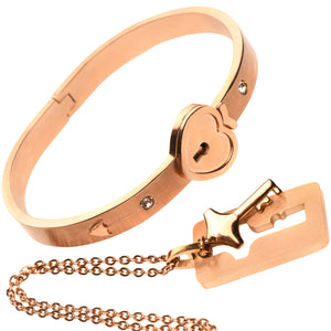 Master Series Cuffed Locking Bracelet & Key Necklace - Rose Gold