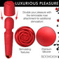 Bloomgasm Pleasure Rose 10X Rechargeable Silicone Wand Vibrator With Rose Attachment - Red