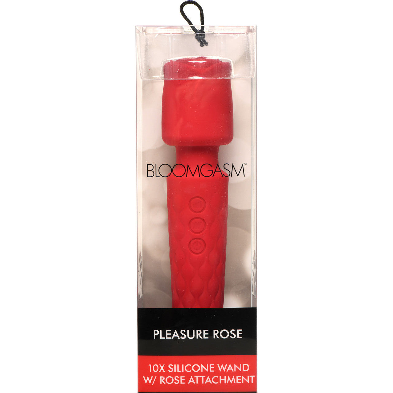 Bloomgasm Pleasure Rose 10X Rechargeable Silicone Wand Vibrator With Rose Attachment - Red