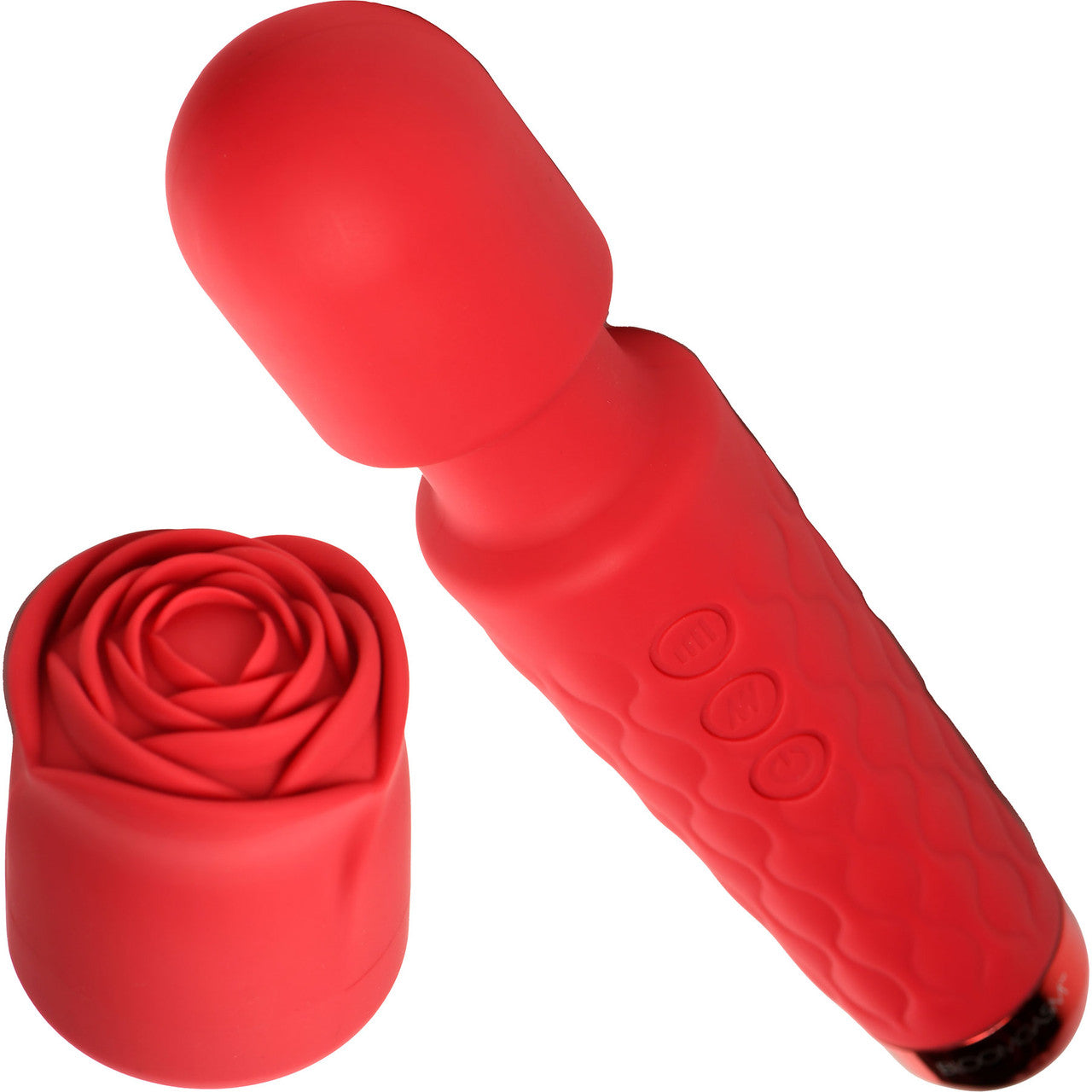 Bloomgasm Pleasure Rose 10X Rechargeable Silicone Wand Vibrator With Rose Attachment - Red Bloomgasm Pleasure Rose 10X Rechargeable Silicone Wand Vibrator With Rose Attachment - Red