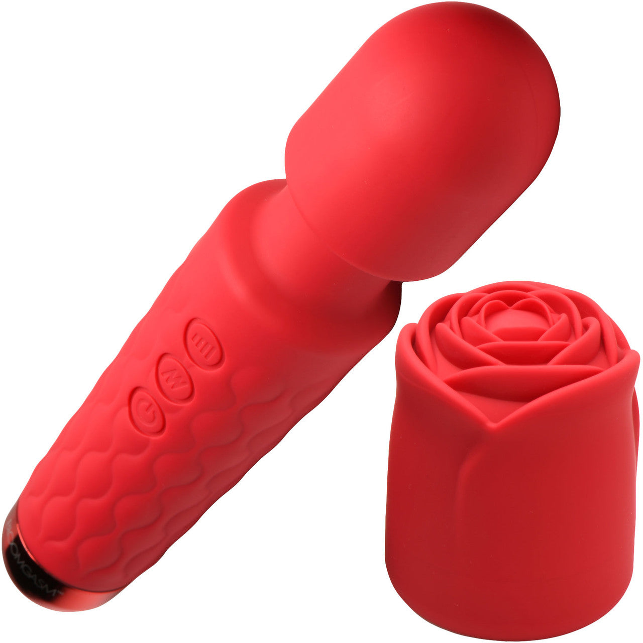 Bloomgasm Pleasure Rose 10X Rechargeable Silicone Wand Vibrator With Rose Attachment - Red