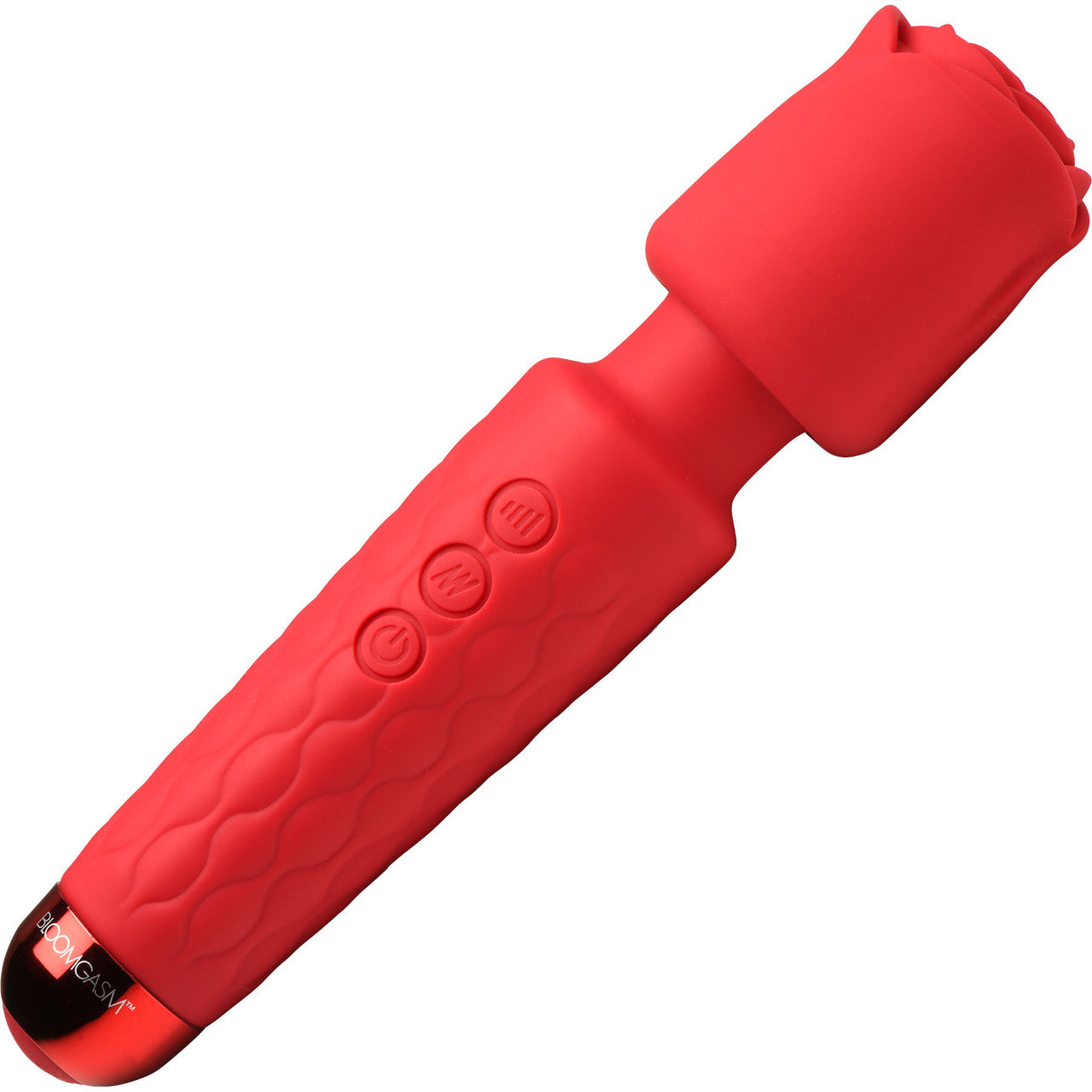 Bloomgasm Pleasure Rose 10X Rechargeable Silicone Wand Vibrator With Rose Attachment - Red