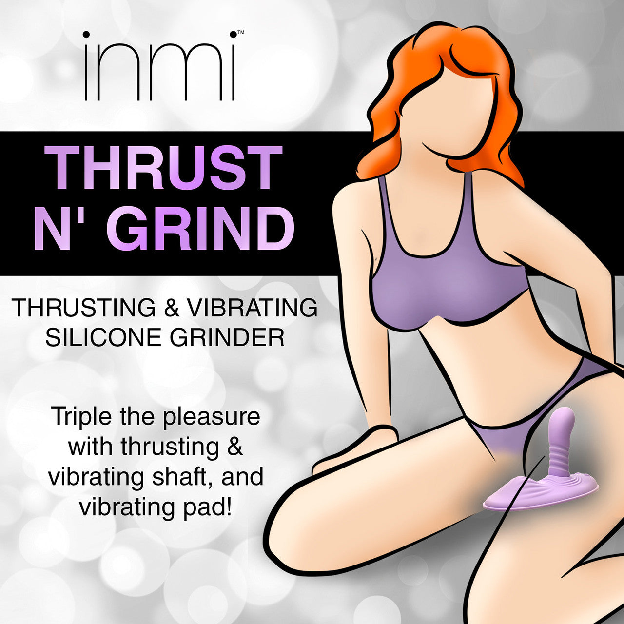 Inmi Thrust 'N' Grind Thrusting & Vibrating Silicone Rechargeable Grinder With Remote - Purple