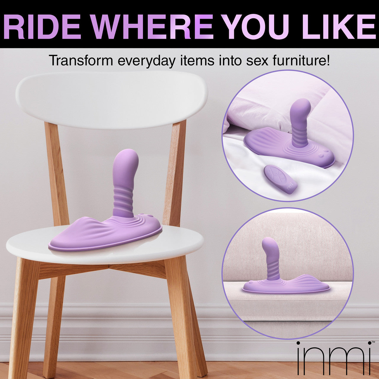 Inmi Thrust 'N' Grind Thrusting & Vibrating Silicone Rechargeable Grinder With Remote - Purple