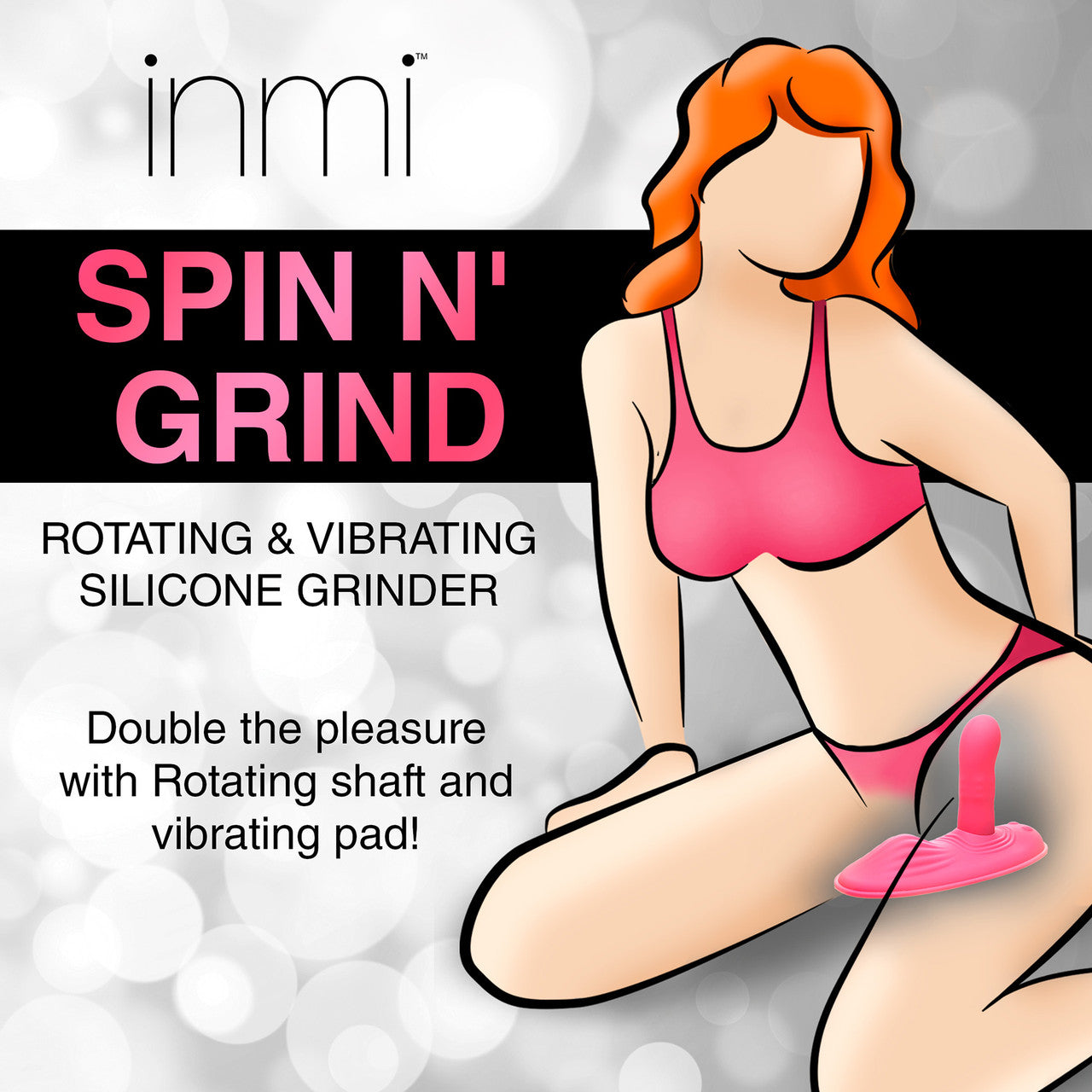 Inmi Spin 'N' Grind Rotating & Vibrating Silicone Rechargeable Grinder With Remote - Pink