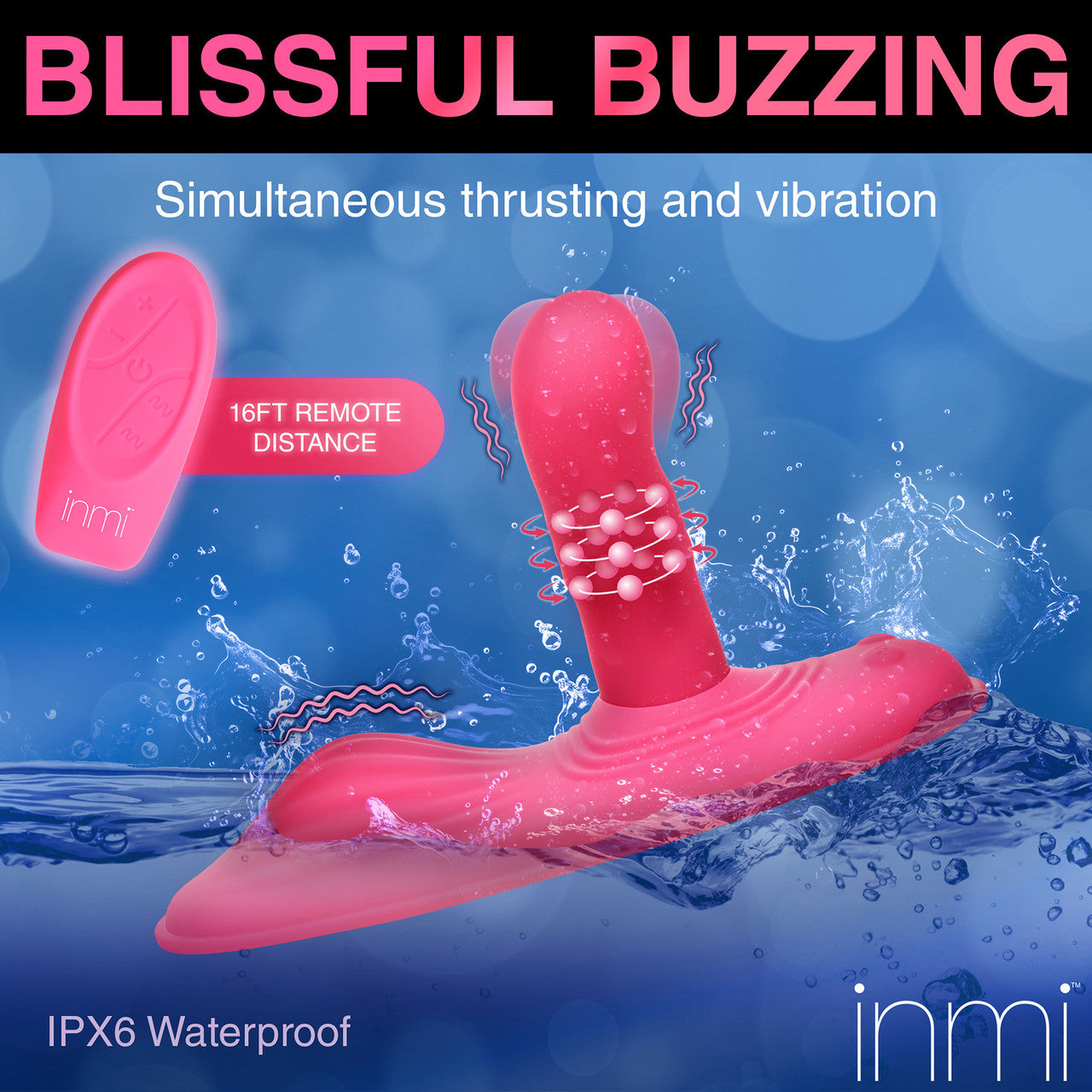 Inmi Spin 'N' Grind Rotating & Vibrating Silicone Rechargeable Grinder With Remote - Pink