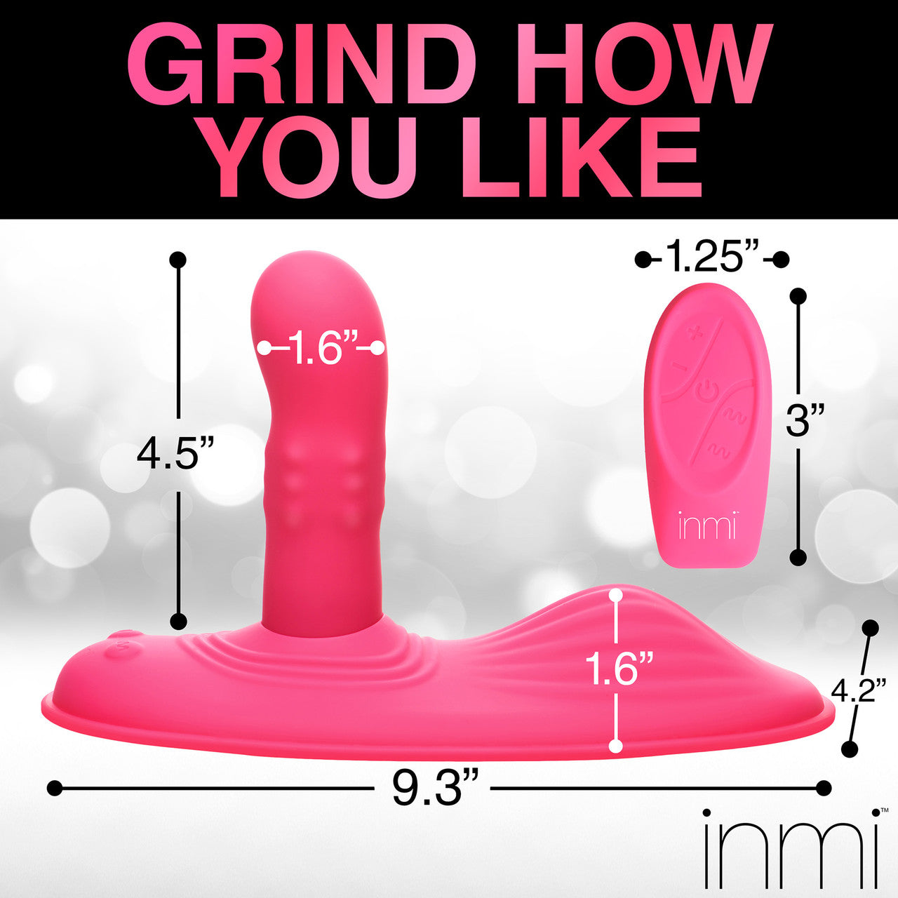 Inmi Spin 'N' Grind Rotating & Vibrating Silicone Rechargeable Grinder With Remote - Pink