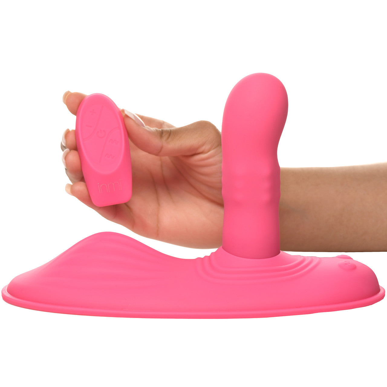 Inmi Spin 'N' Grind Rotating & Vibrating Silicone Rechargeable Grinder With Remote - Pink