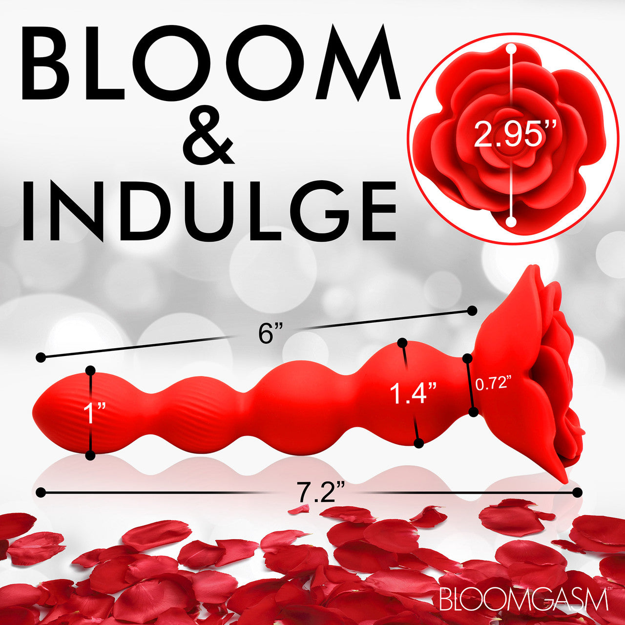 Bloomgasm Rose Twirl 10X Vibrating & Rotating Rechargeable Silicone Anal Beads - Red